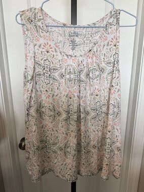 croft & barrow White Tank Skirt with Pink and Olive Paisley